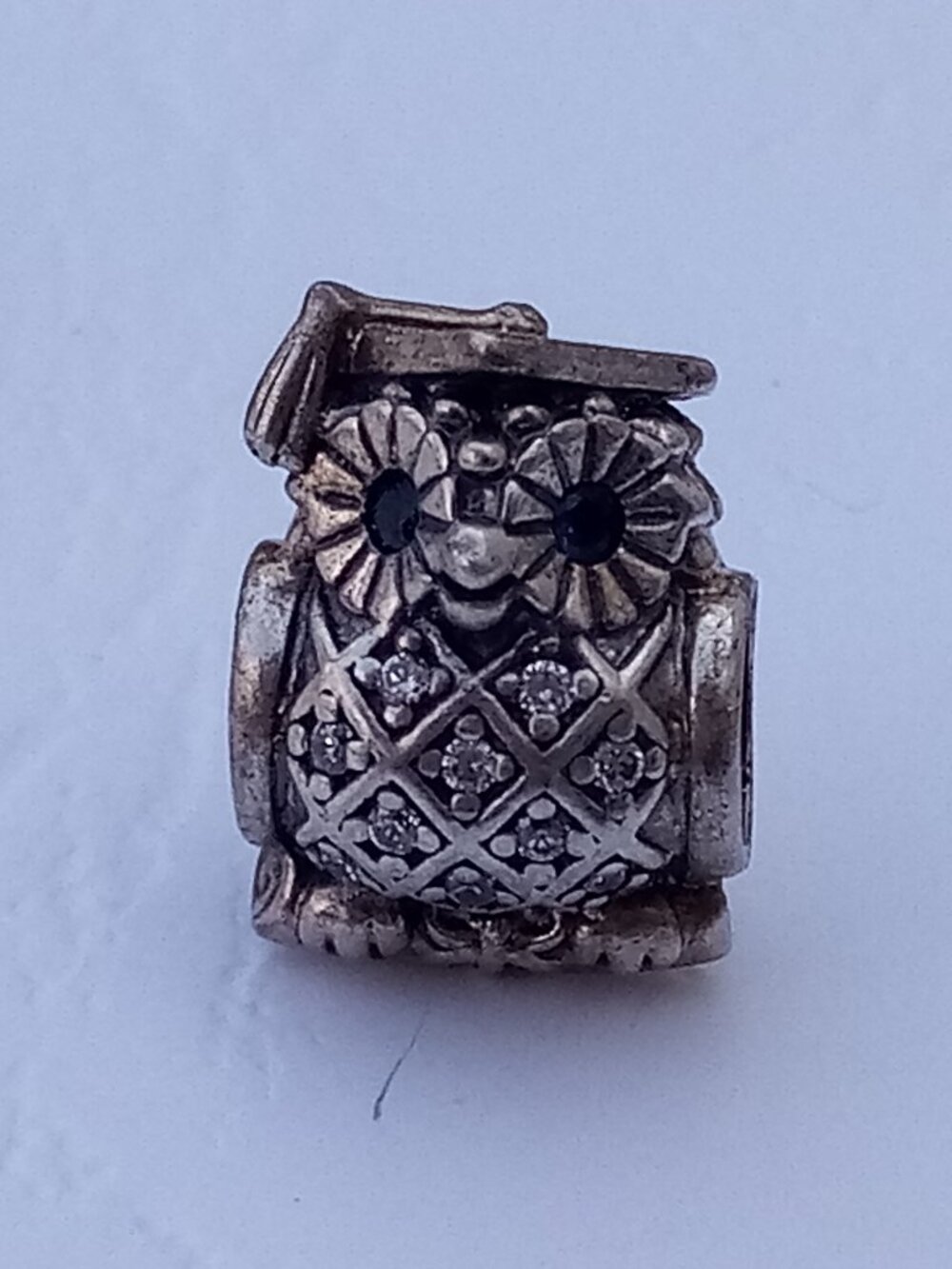Pandora GRADUATE OWL Swiss Blue Eyes Charm 791502NSB RETIRED